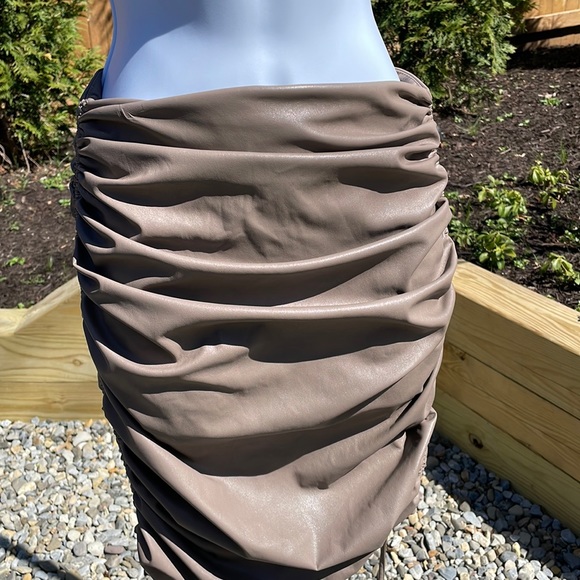 LaPointe Ruched Faux Leather Mini Skirt - Picture 8 of 16